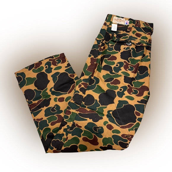 Vintage 80s Duck Camo Pants Mens 36x32 Green Brown Army Hunting Straight Leg NWT
